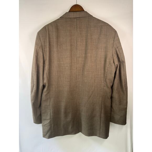 Oscar De La Renta Mens 44R Blazer Brown Houndstooth Sport Coat Classic 2-Button - Picture 6 of 8